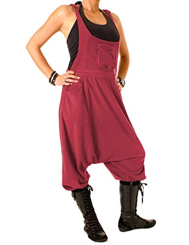 Vishes - Alternative Bekleidung - Warme Damen Fleece Thermo Latzhose Haremshose dunkelrot 38/40 von Vishes