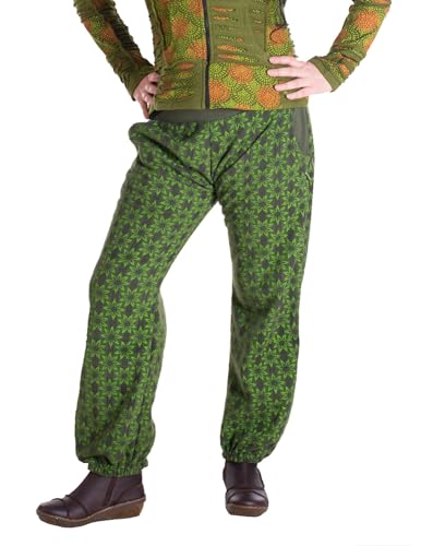 Vishes - Alternative Bekleidung - Warme Damen Hose Blumen Haremshose ECO Fleecehose Thermohose Olive 38 von Vishes
