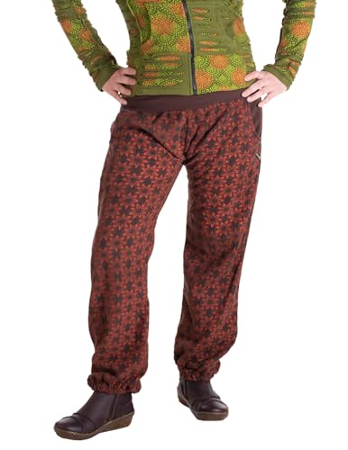 Vishes - Alternative Bekleidung - Warme Damen Hose Blumen Haremshose ECO Fleecehose Thermohose braun 42 von Vishes