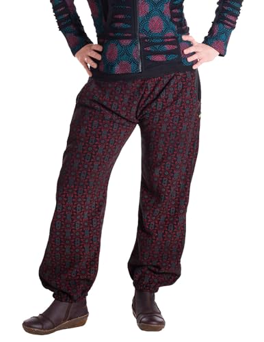 Vishes - Alternative Bekleidung - Warme Damen Hose Blumen Haremshose ECO Fleecehose Thermohose schwarz 44 von Vishes