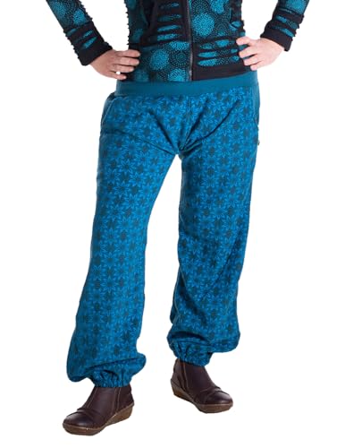Vishes - Alternative Bekleidung - Warme Damen Hose Blumen Haremshose ECO Fleecehose Thermohose türkis 38 von Vishes