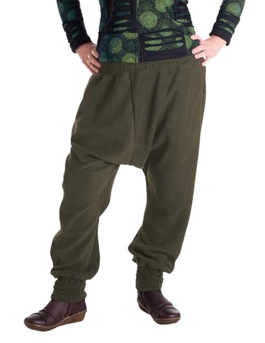 Vishes - Alternative Bekleidung - Warme Hose Damen oder Herren Haremshose ECO Fleecehose Thermohose Olive von Vishes