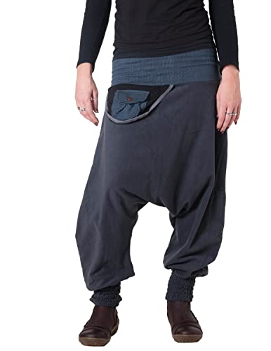 Vishes - Alternative Bekleidung - Warme Thermo Haremshose aus Fleece mit Tasche Dunkelgrau von Vishes
