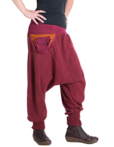 Vishes - Alternative Bekleidung - Warme Thermo Haremshose aus Fleece mit Tasche und weichem Jersey Bund dunkelrot Einheitsgröße 36 bis 42 von Vishes