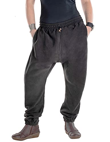 Vishes - Alternative Bekleidung - Warme Unisex Thermo Haremshose aus Fleece mit Taschen schwarz von Vishes