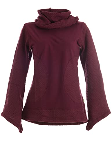 Vishes - Alternative Bekleidung - Warmer Damen Langarm Pullover aus Baumwolle Schalkragen gestrickt dunkelrot 36 von Vishes