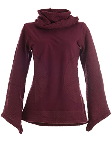 Vishes - Alternative Bekleidung - Warmer Damen Langarm Pullover aus Baumwolle Schalkragen gestrickt dunkelrot 40 von Vishes