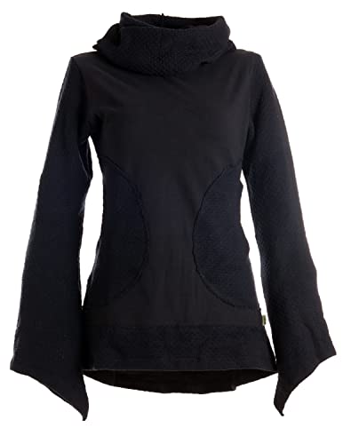 Vishes - Alternative Bekleidung - Warmer Damen Langarm Pullover aus Baumwolle Schalkragen gestrickt schwarz 40 von Vishes