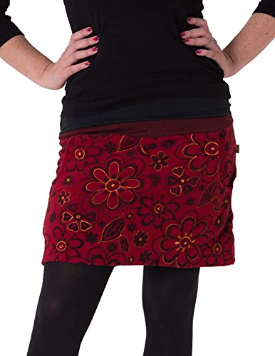 Vishes - Alternative Bekleidung - Warmer Fleece Rock mit aufgestickten Blumen rot 40 von Vishes