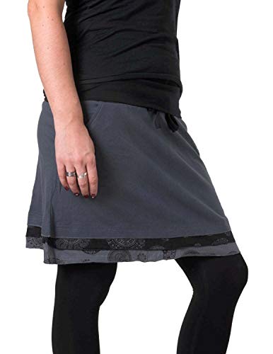 Vishes - Alternative Bekleidung - Warmer Lagenlook Fleece Rock zum Binden schwarzgrau 46 von Vishes
