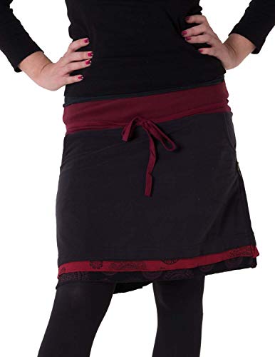 Vishes - Alternative Bekleidung - Warmer Lagenlook Fleece Rock zum Binden schwarzrot 36 von Vishes