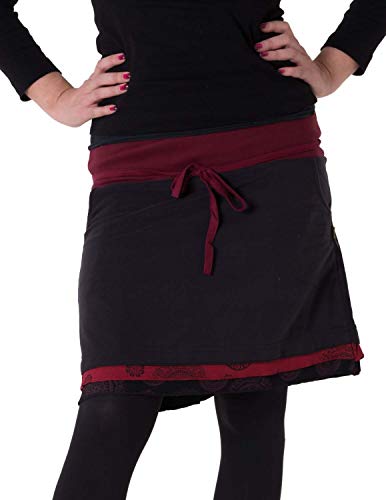 Vishes - Alternative Bekleidung - Warmer Lagenlook Fleece Rock zum Binden schwarzrot 40 von Vishes