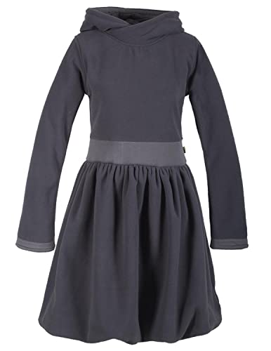 Vishes - Alternative Bekleidung - Warmes Langarm Ballonkleid aus recyceltem Fleece mit Kapuze grau 38 von Vishes