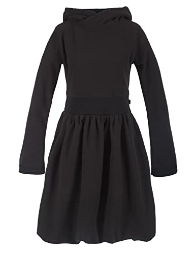 Vishes - Alternative Bekleidung - Warmes Langarm Ballonkleid aus recyceltem Fleece mit Kapuze schwarz 46 von Vishes