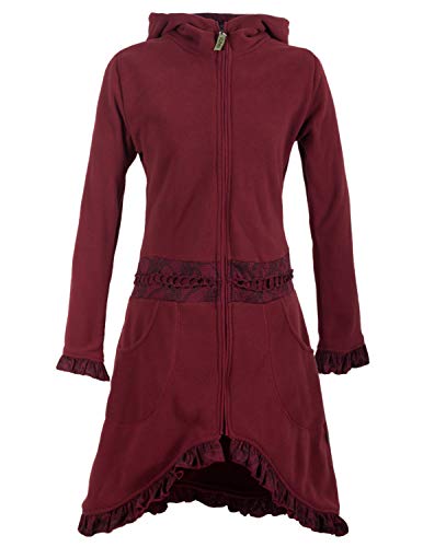 Vishes - Alternative Bekleidung - Weicher Warmer Damen Elfen Fleecemantel mit Kapuze und Rüschen dunkelrot 42 von Vishes