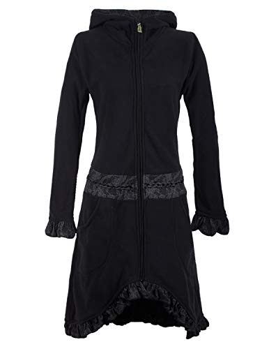 Vishes - Alternative Bekleidung - Weicher Warmer Damen Elfen Fleecemantel mit Kapuze und Rüschen schwarz 40 von Vishes