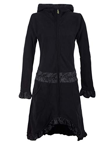 Vishes - Alternative Bekleidung - Weicher Warmer Damen Elfen Fleecemantel mit Kapuze und Rüschen schwarz 46 von Vishes