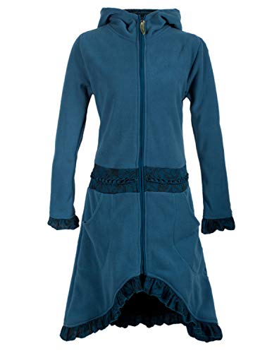 Vishes - Alternative Bekleidung - Weicher Warmer Damen Elfen Fleecemantel mit Kapuze und Rüschen türkis 48 von Vishes