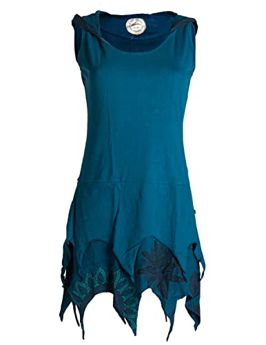 Vishes - Alternative Bekleidung - Zipfelige Elfentunika - im Lagenlook mit Blumen Bedruckt Türkis 46 von Vishes