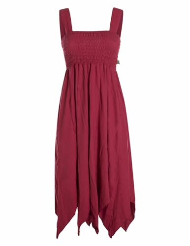 Vishes Alternative Bekleidung - Zipfelkleid aus Bio Baumwolle Kleid mit Zipfeln und Breiten Trägern - Kleid Damen Sommer Kleid lang dunkelrot 34-36 von Vishes