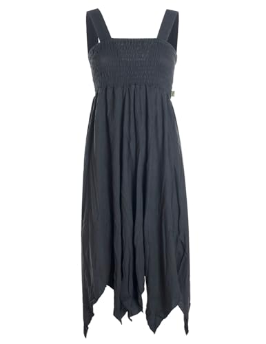 Vishes Alternative Bekleidung - Zipfelkleid aus Bio Baumwolle Kleid mit Zipfeln und Breiten Trägern - Kleid Damen Sommer Kleid lang schwarz 36 von Vishes