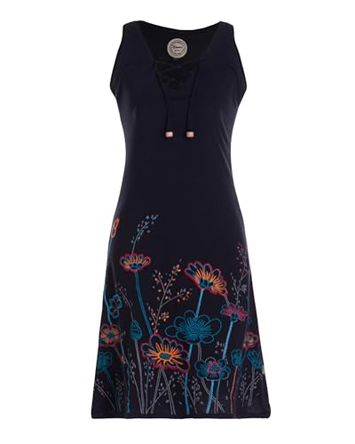 Vishes Damen Minikleid in Schwarz I Größe XS (34) I Handgefertigt aus 100% Baumwolle I Stylisches Sommerkleid für Freizeit & Alltag I Nachhaltige Alternative Bekleidung von Vishes