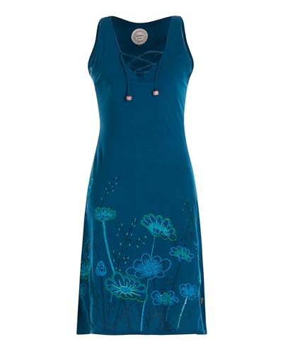 Vishes Damen Minikleid in Türkis I Größe 2XL (44) I Handgefertigt aus 100% Baumwolle I Stylisches Sommerkleid für Freizeit & Alltag I Nachhaltige Alternative Bekleidung von Vishes