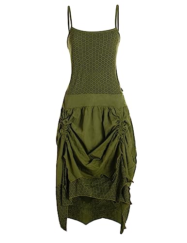 Vishes - Alternative Bekleidung - verstellbares Langes kurzes Sommerkleid Damen Kleider Sommer lang Olive 36 von Vishes