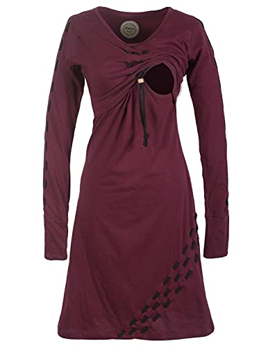 Vishes - Alternative Kleidung - Langarm Damen Winter Stillkleid Knielang aus Biobaumwolle mit Schnüren dunkelrot 34 von Vishes