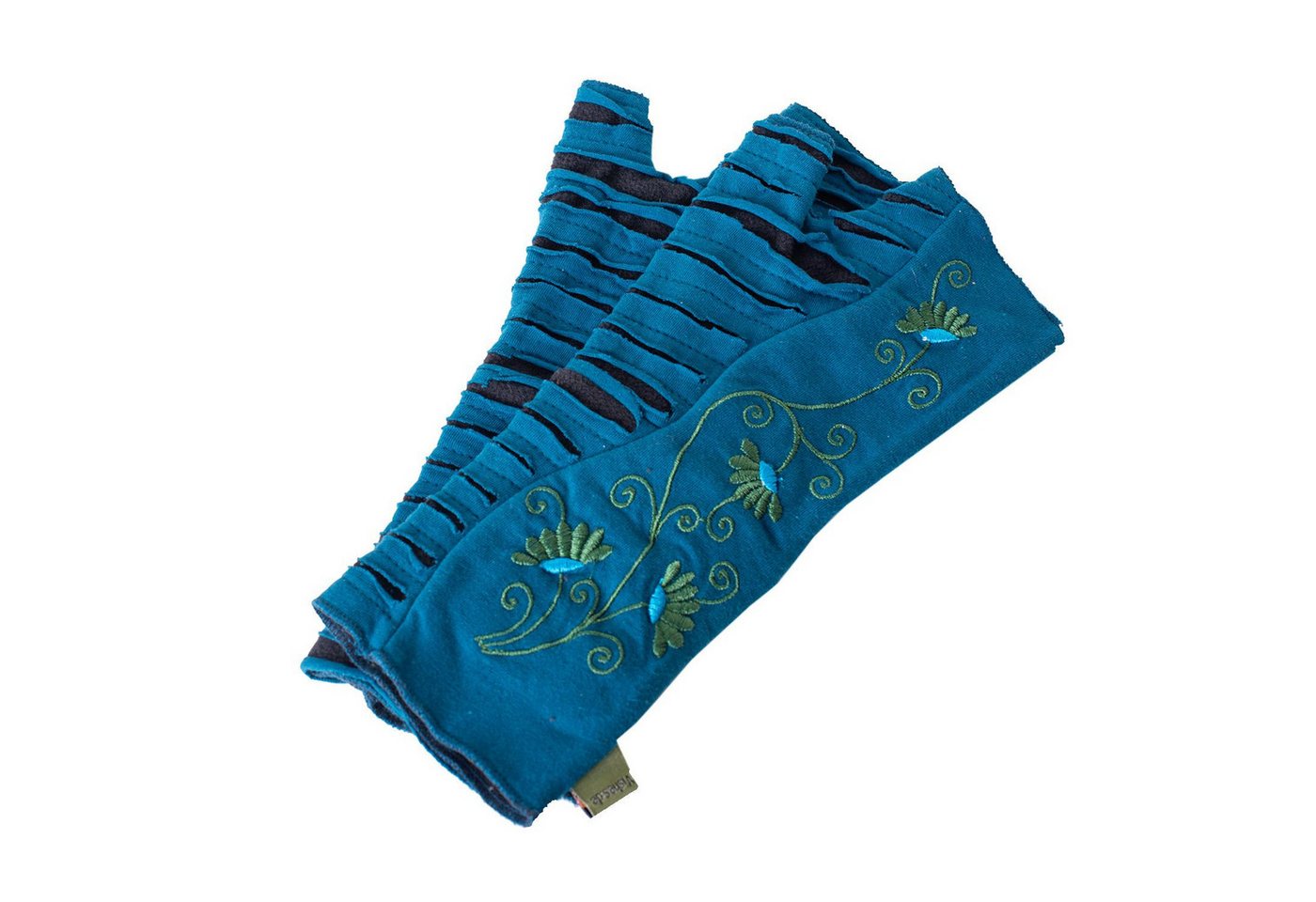 Vishes Armstulpen Warme Blumen bestickte Handstulpen, außen Baumwolle, innen Fleece Alternative Bekleidung, Ethno, Hippie, Retro Style von Vishes