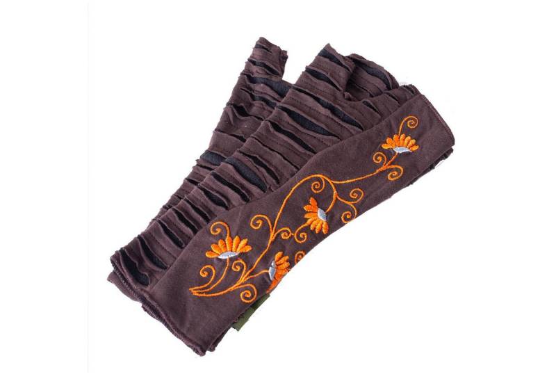 Vishes Armstulpen Warme Blumen bestickte Handstulpen, außen Baumwolle, innen Fleece Alternative Bekleidung, Ethno, Hippie, Retro Style von Vishes