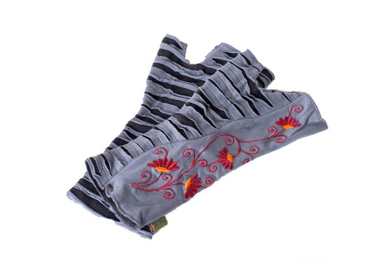 Vishes Armstulpen Warme Blumen bestickte Handstulpen, außen Baumwolle, innen Fleece Alternative Bekleidung, Ethno, Hippie, Retro Style von Vishes