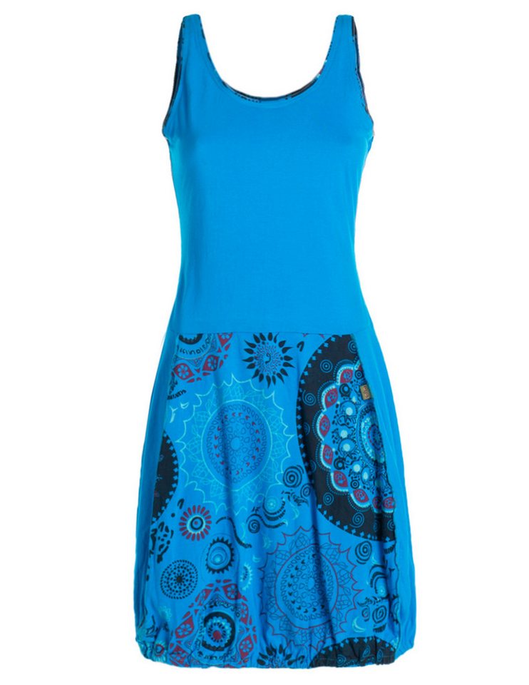 Vishes Ballonkleid Damen mittellanges Kleid Baumwolle geometrisches Muster Ballonkleid Alternative Bekleidung, Ethno, Hippie, Retro Style von Vishes