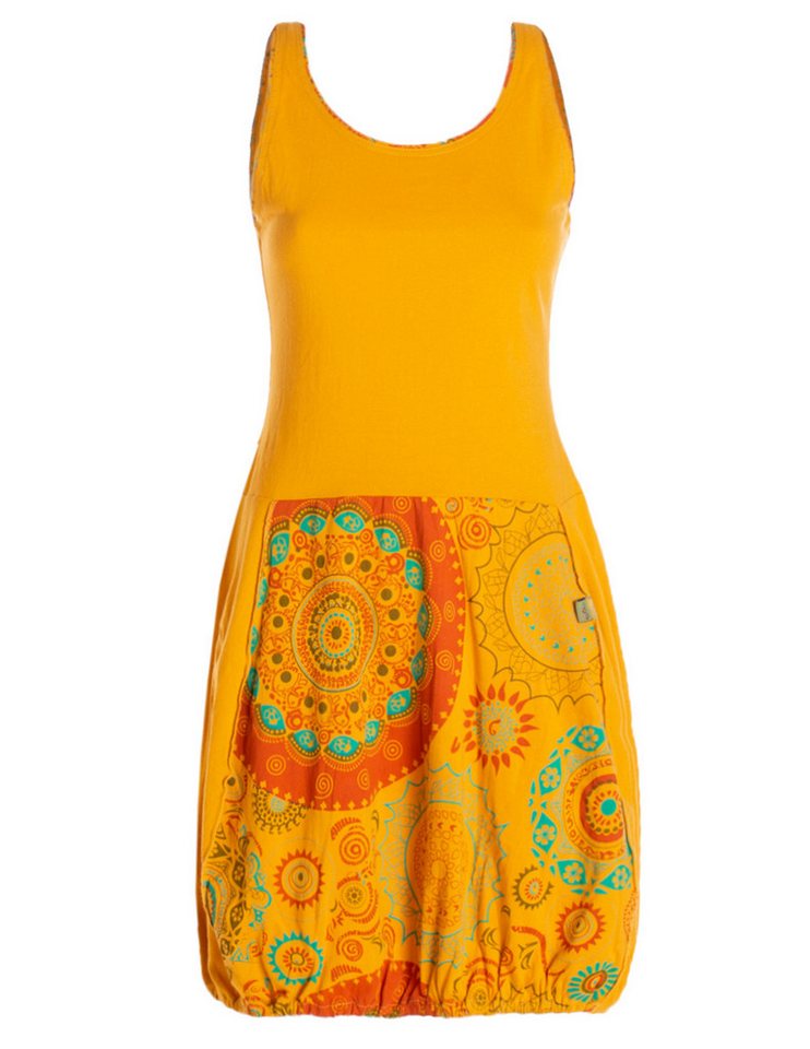 Vishes Ballonkleid Damen mittellanges Kleid Baumwolle geometrisches Muster Ballonkleid Alternative Bekleidung, Ethno, Hippie, Retro Style von Vishes