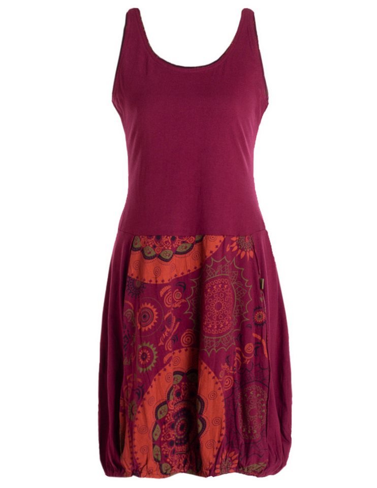 Vishes Ballonkleid Damen mittellanges Kleid Baumwolle geometrisches Muster Ballonkleid Alternative Bekleidung, Ethno, Hippie, Retro Style von Vishes