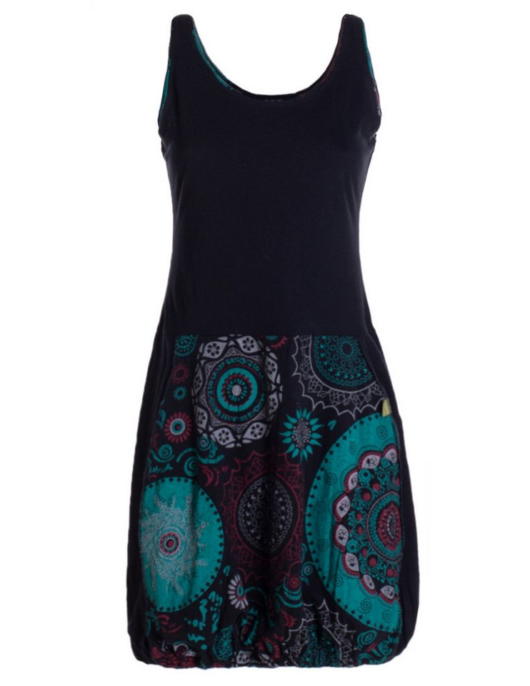 Vishes Ballonkleid Damen mittellanges Kleid Baumwolle geometrisches Muster Ballonkleid Alternative Bekleidung, Ethno, Hippie, Retro Style von Vishes