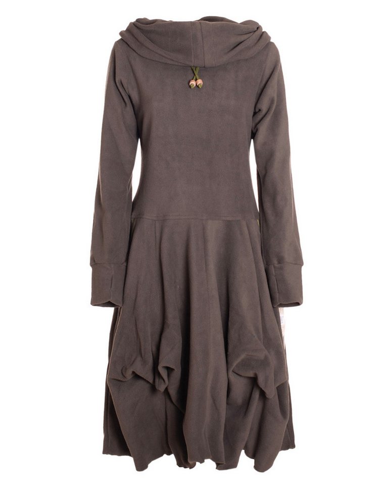 Vishes Ballonkleid Warmes Fleece Kleid mit Daumenlöchern und verstellbarem Schalkragen Alternative Bekleidung, Ethno, Hippie, Retro Style von Vishes