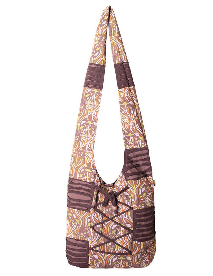 Vishes Beuteltasche Schultertasche Baumwolle Stofftasche mit Kreuzschnürung, Alternative Bekleidung, Ethno, Hippie, Retro Style von Vishes