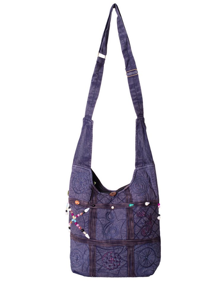 Vishes Beuteltasche Schultertasche Baumwolle Umhängetasche bestickt verstellbar, Alternative Bekleidung, Ethno, Hippie, Retro Style von Vishes