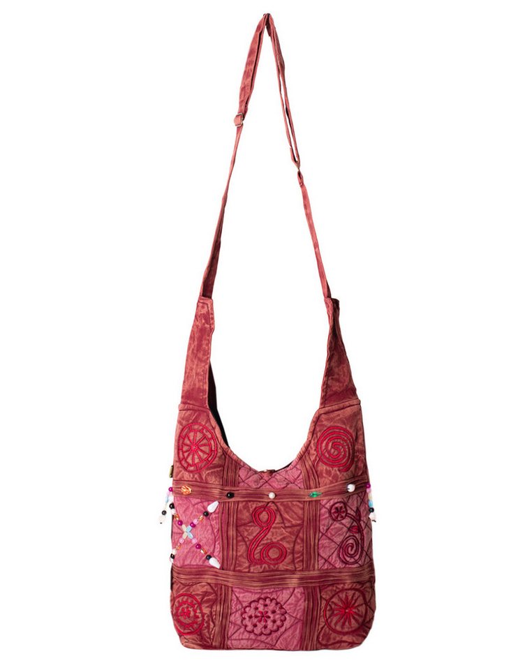 Vishes Beuteltasche Schultertasche Baumwolle Umhängetasche bestickt verstellbar, Alternative Bekleidung, Ethno, Hippie, Retro Style von Vishes