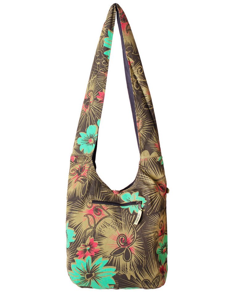 Vishes Beuteltasche Schultertasche Beuteltasche aus Baumwolle Blumen Hippie Tasche, Alternative Bekleidung, Ethno, Hippie, Retro Style von Vishes