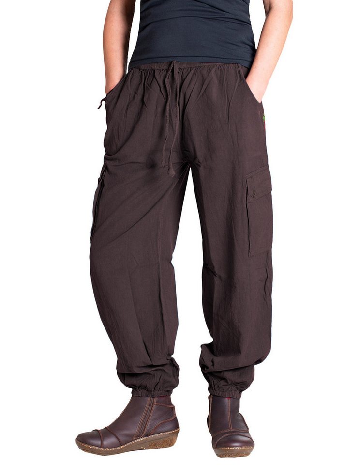 Vishes Cargohose Bequeme Unisex Freizeithose mit Gummibund und Taschen Alternative Bekleidung, Ethno, Hippie, Retro Style von Vishes