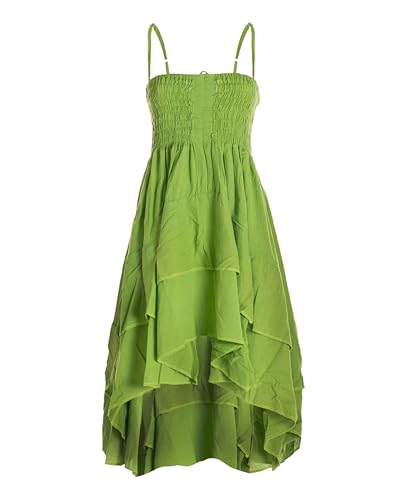 Vishes Damen 2in1 Sommerkleid-Rock | Hellgrün | Flexibel als Spaghettiträger-Kleid oder Rock tragbar | 100% Baumwolle I Ideal für Frühjahr & Sommer I Nachhaltige Alternative Bekleidung von Vishes