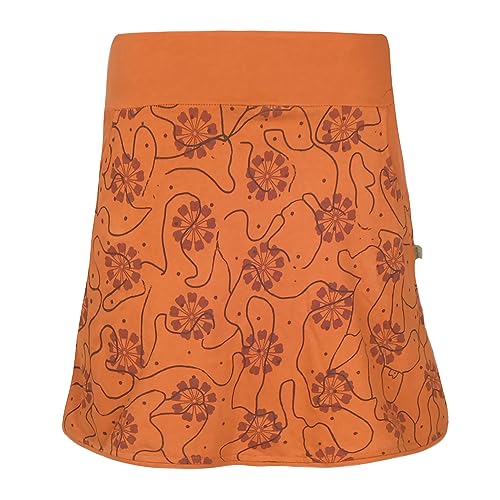 Vishes - Damen Baumwoll-Rock, 70er 80er Jahre Retro Blumen Muster Bedruckt Taschen orange 36 von Vishes