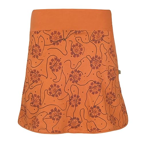 Vishes - Damen Baumwoll-Rock, 70er 80er Jahre Retro Blumen Muster Bedruckt Taschen orange 42 von Vishes