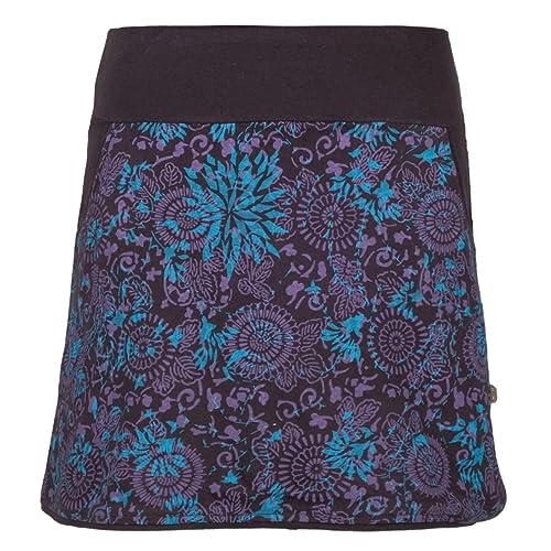 Vishes - Damen Baumwoll-Rock, 70er 80er Jahre Retro Mandala Blumen Muster Bedruckt Taschen schwarz 32-34 von Vishes