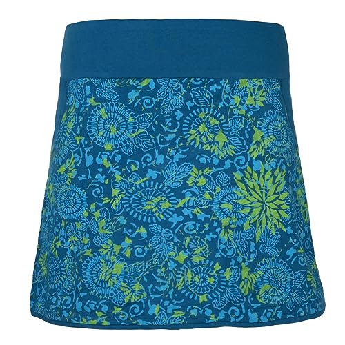 Vishes - Damen Baumwoll-Rock, 70er 80er Jahre Retro Mandala Blumen Muster Bedruckt Taschen türkis 32-34 von Vishes