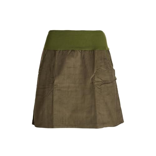 Vishes Damen-Cordrock mit breitem Bund & Taschen in Olive | Größe XS (34-36) | Handgefertigt aus 100% Baumwolle | Für warme & kalte Monate | Nachhaltige Alternative Bekleidung von Vishes