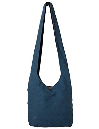 Vishes - Damen Herren Umhängetasche Stoff Schulterbeutel Schultertasche Baumwolle blau von Vishes