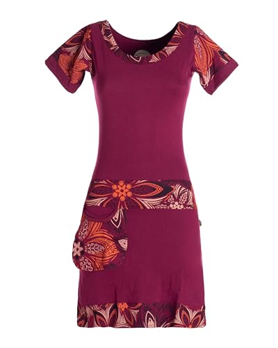 Vishes Damen Kurzarm Kleid in Dunkelrot I Größe M (34) I Handgefertigt aus 100% Baumwolle I Stylisches Sommerkleid für Freizeit & Alltag I Nachhaltige Alternative Bekleidung von Vishes